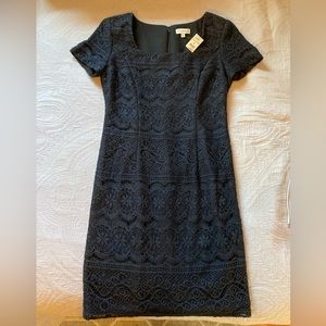 Ann Taylor lace sheath dress navy blue